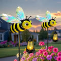EDOF 2 Packs 32.28in Metal Bee Garden Stakes with Solar Lights Outdoor by EDOF