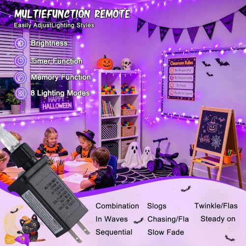 JMEXSUSS 200 LED Purple String Lights Indoor Outdoor Clear Wire - Image 2