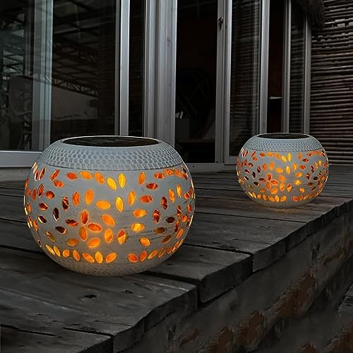 Solar Lanterns Outdoor Waterproof, Flickering Flame Solar Table Lantern by pearlstar