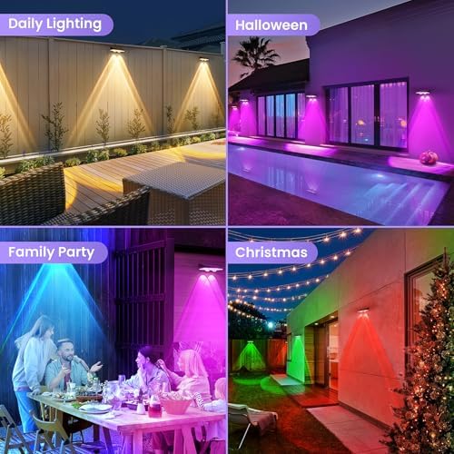 Solar Fence Lights Outdoor, 8 Pack, 7 Color Modes, IP65 Waterproof - Image 2
