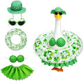 Hawaiian Porch Goose Outfit, Summer Bikini Costume with Sunglasses & Wreath, Fits 23" Goose Statue, Garden Lawn Patio Yard Outdoor Decoration (Green) by MeiAid