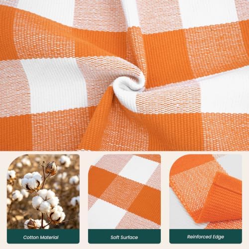 KOZYFLY Buffalo Plaid Rugs 2.3x3.6 ft Halloween Orange White Front Door Mat - Image 6