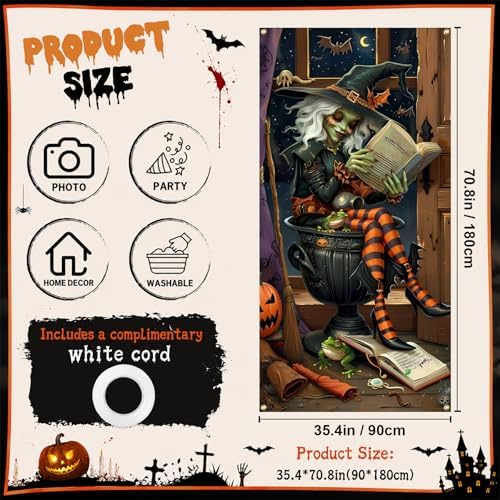35.4" x 70.8" Halloween Door Cover, Haunted House Front Door Decor - Image 2