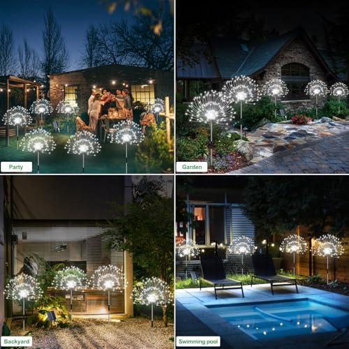 Slyuexu Solar Garden Lights Outdoor Waterproof, 4 Pack Total 480 LED - Image 6