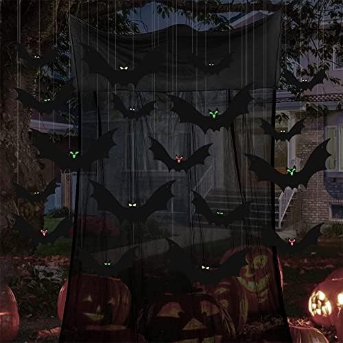 (18 Pcs) Hanging Bats Halloween Decoration Outside, Large Flying Plastic Bats Outdoor Decor, 3 Different Sizes with Cute Eye Stickers for Hanging in The Tree, Porch, Yard, Lawn, Indoor - Image 6
