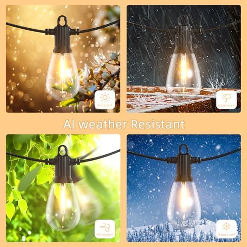 Zuske 100FT LED Outdoor String Lights with 30 Shatterproof Edison Bulbs, 2700K Commercial Grade IP65 Waterproof Patio Lights, Heavy Duty Outside Hanging Lights for Backyard, Balcony, Garden, Porch - Image 2
