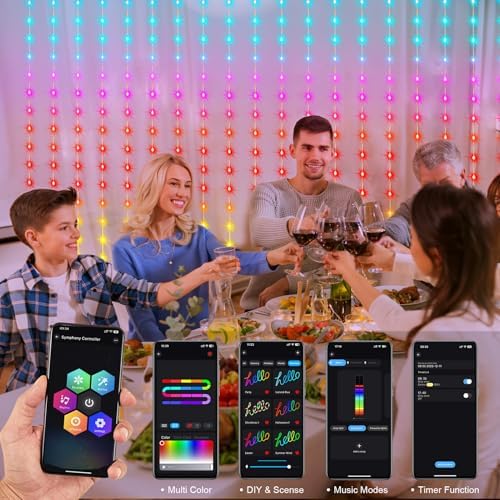 echosari Smart Curtain Lights 6.6 x 9.8Ft 16 Million Colors Changing - Image 3