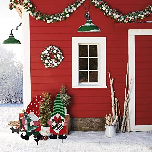 YEAHOME Outdoor Christmas Decorations for Home, Decorative Garden Stakes 2 Pack Gnomes for Christmas Decor, Metal Yard Signs Xmas Decorations for Outside Garden Yard Lawn Patio Holiday Party - Image 2