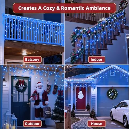 1332 LED 132ft Christmas Lights with 296 Drops, 12 Lighting Modes Blue Christmas Decoration Twinkling Lights Dimmable, Timer Outdoor Waterproof Fairy Lights for Indoor Xmas Garden House Eaves Roof - Image 6
