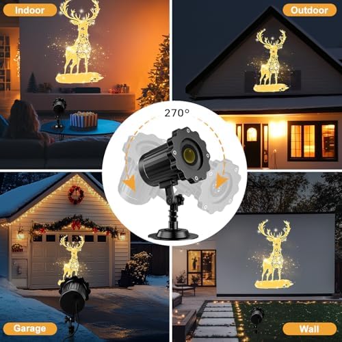 3D Dynamic Christmas Projector Lights Outdoor Indoor-2026 Upgrade Reindeer Christmas Decorations,Waterproof Holiday Projector Lights for Window Ground Roof Wall Yard Xmas Decor - Image 4