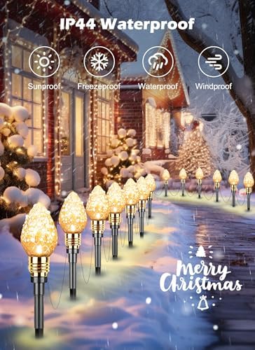 2 Pack Strawberry C9 Christmas Pathway Lights Outdoor, Total 34.8FT 20 LED - Image 4