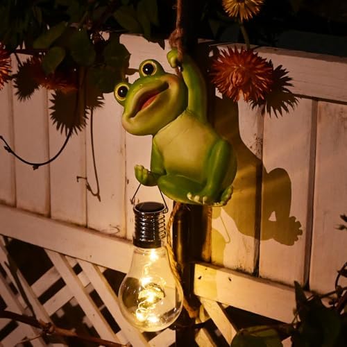 Frog Solar Lights Outdoor Garden Hanging Tree Decor Frog Figurines Yard Art - Image 5