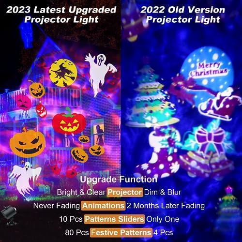 2026 Brighter Halloween Projector Lights,8 Patterns 10HD Slides (Ocean Wave & Patterns), 8 Themes Holiday Projectors with Remote for Halloween Decorations Outdoor or Indoors - Image 5