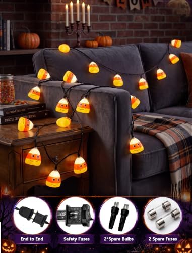 8.5FT Corn Husks Halloween String Lights, 10 LED Fall Harvest Decor Plug in - Image 5