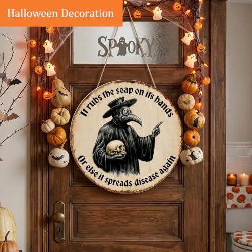 Gothic Halloween Decorations Wooden Sign for Bathroom Toilet - Image 4