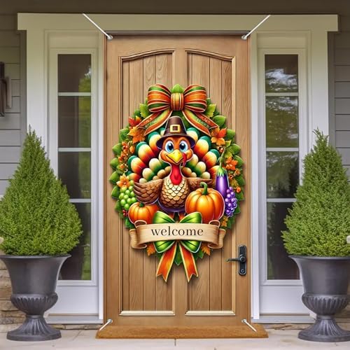 BlissYard Thanksgiving Turkey Door Cover Fall Decor 35 x 71 Inch - Image 6