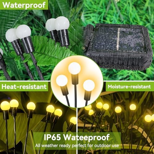 Solar Garden Lights Outdoor Waterproof, 4 Pack 32 LED Swaying Light Firefly Light Outdoor Decor Lights for Garden Gifts for Pathway Party Christmas Decoration, Warm White - Image 4