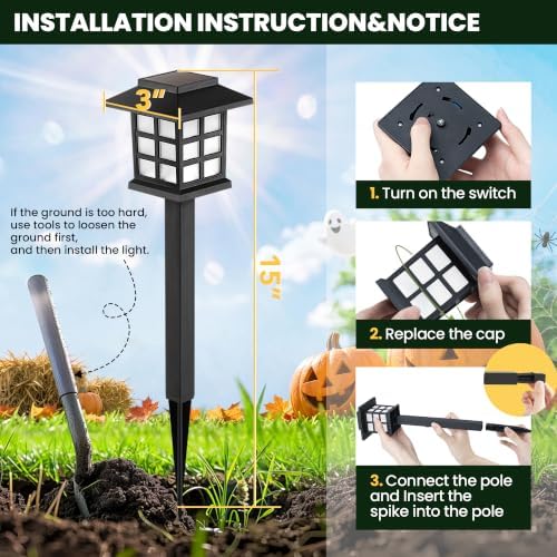 GIGALUMI Halloween Solar Lights Outdoor,12ps Green Halloween Decorations. - Image 6