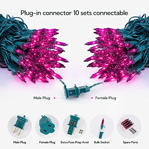 Hopolon Purple Halloween Mini Lights, 2 Pack 50 Count 13FT Green Wire - Image 4