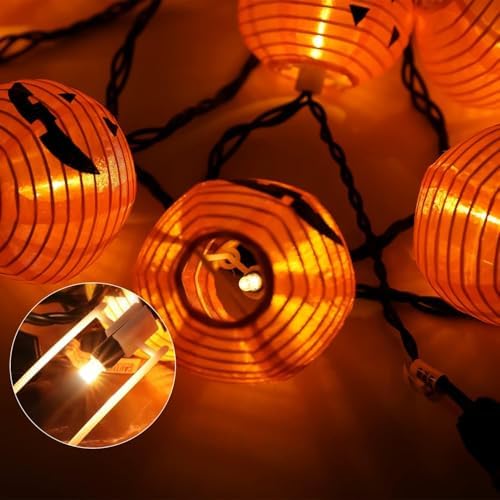 PASUTO Halloween Decorations Light Halloween Pumpkin Lantern String Lights, 10 Pack Jack O Lanterns Pumpkins Lights Plug in, 8.5FT Mini Pumpkin Light Connectable Indoor/Outdoor Halloweens Decorations - Image 4