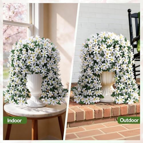 Ivydale Artificial Lily Flowers for Outdoors Fake Hanging Flower Vines for Outside Decoration, UV Resistant 2PCS Faux Plants for Patio Porch Balcony Garden Yard, White - Image 5
