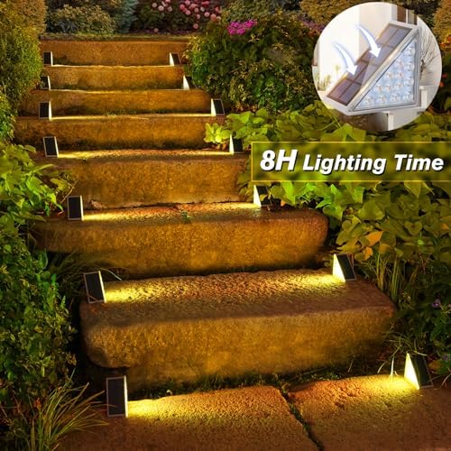 VOLISUN Solar Stair Lights 8 Pack, 7 Fixed Colors Solar Step Lights Outdoor - Image 5