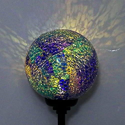 VCUTEKA Decorative Solar Garden Lights, 3.5" Mosaic Globe Stake 2 Pack - Image 6