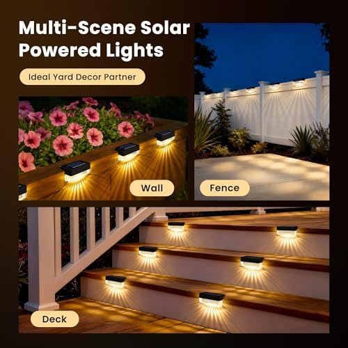 Solar Deck Lights Outdoor, Solar Step Lights Waterproof, 16 Pack Warm White - Image 6
