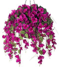 Artificial Fake Hanging Hibiscus Flowers Plants Baskets for Outdoor Decoration, Faux Silk Hibiscus Long Vines in Planter UV Resistant Realistic Flowers for Outside Porch Patio Home Decor(Purple 2) by HyeFloraartificialflowers