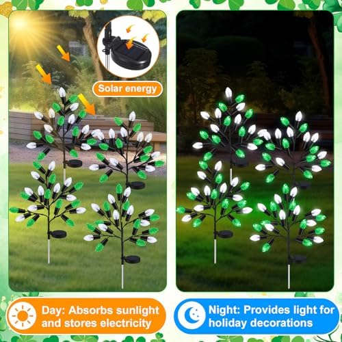 Glooglitter 4 Pcs ST Patricks Day Solar Pathway Lights Outdoor Decorations - Image 3