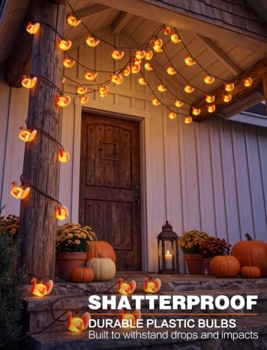 SUNSGNE Thanksgiving Turkey String Lights, 12FT 20 LED Fall Decor Lights - Image 6