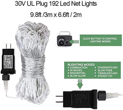 woohaha White 192LED 9.8ftx6.6ft Christmas Outdoor Net Lights for Bushes - Image 5