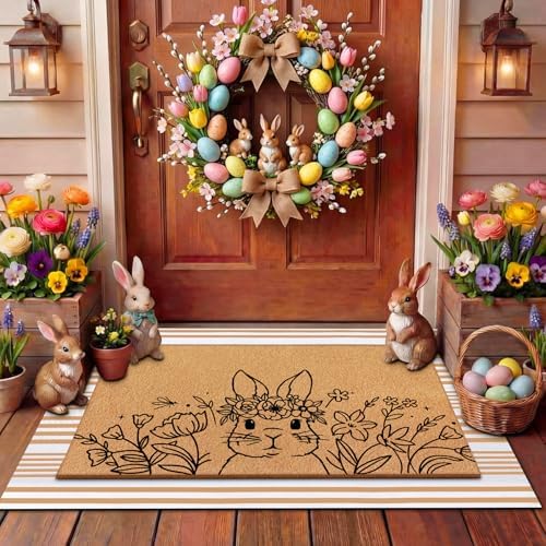 Tinideya 2 23.6 X 35.4 Inches Easter Bunny White Brown by Tinideya
