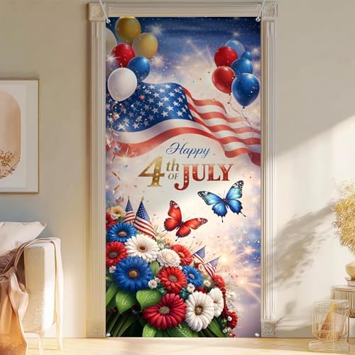 Front Door Covers Decorative Independence Day Design Door Curtain 70.8 x 35.4 Inch for Porch Outdoor Indoor Home Decor - Image 4