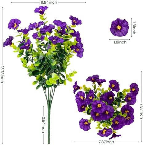Artificial Faux Flowers for Outdoor 16 Bundles Fake Morning Glory,8Color - Image 2