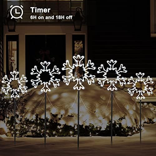 Brightown Snowflakes Christmas Pathway Lights Outdoor, 10 Large Snowflakes Christmas Decorations Outdoor Yard, Pathway Marker Stake Lights for Patio Ground Path Sidewalk Walkway Driveway - Image 5