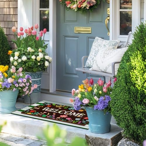 Tinideya 2 23.6 X 35.4 Inches Colorful Flowers Black, Green, and White - Image 6