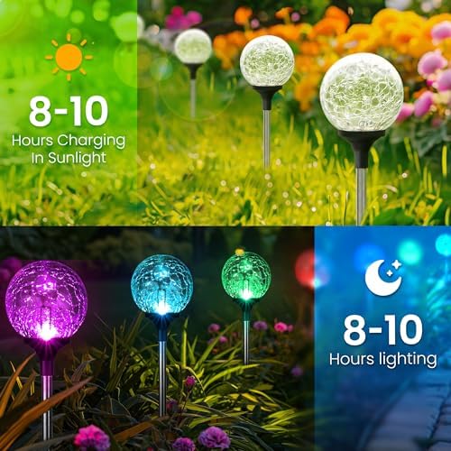 GIGALUMI Solar Garden Lights 6 Pack, Solar Lights Outdoor Decorative - Image 4