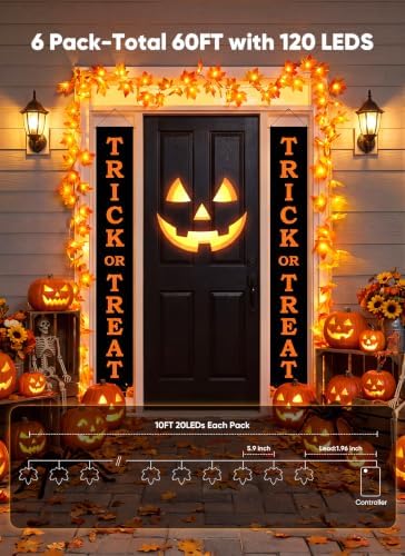 Brightown 6 Pack Fall Decorations for Home Maple Leaf Garland with Lights - Image 5