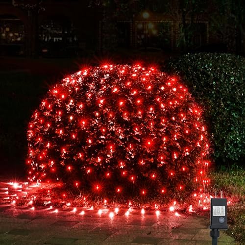 WBao Christmas Lights, 200LED 8.4ft x 5.2ft Net Lights Outdoor Mesh Light with 8 Modes, Timer, UL Certified, End to End Connectable, Waterproof for Lawn, Bushes Outdoor Christmas Decorations, Red by WBaoOfficial