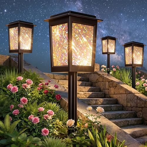 Twinkle Solar Garden Lights 8Pack, LED Solar Lights Outdoor Waterproof, Pathway Light Solar Powered, Star Ambient Light Outdoor Decor for Patio Yard Walkway Pool Lawn Sidewalk Party Landscape Lighting by RuboliyLightyourwayahead