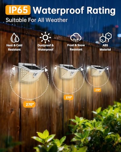 Aootek Solar Motion Sensor Lights Outdoor 120 LEDs, White, 2 Pack - Image 2