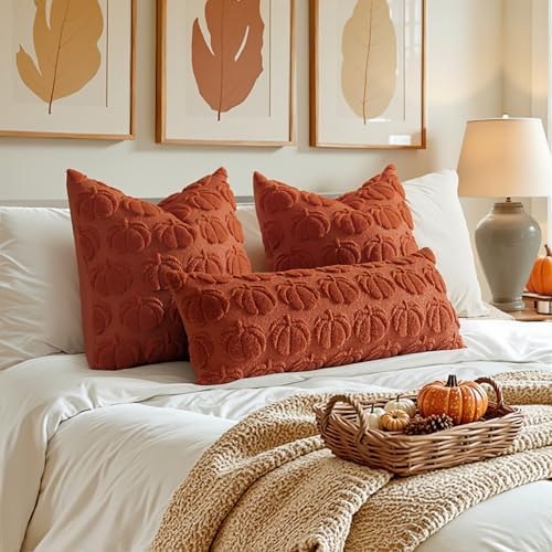 MIULEE Fall Pillow Covers Pumpkin Fall Decor 18x18 Rust - Image 4