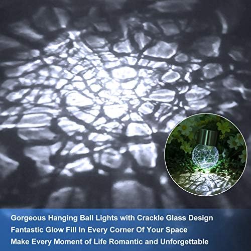 12Pack Outdoor Hanging Solar Lights, Cracked Glass Ball Lights Waterproof - Image 4