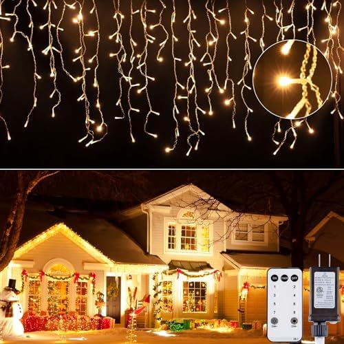 Brightown Icicle Lights for Outside, 40FT Icicle Christmas Lights Outdoor by Brightown