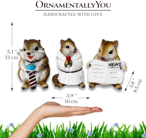 OrnamentallyYou Spring & Summer-Themed Garden Statues – Adorable Outdoor Decor for Lawn, Patio & Porch (Whimsical Chipmunk Trio Set of Three Figurines, 5" Cute Desk Decor and Garden Statues) - Image 4