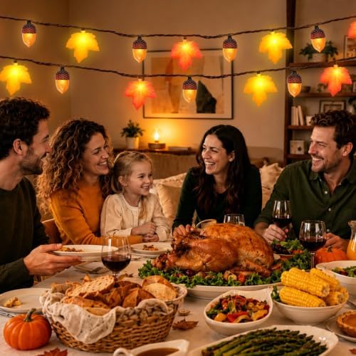 Fall Decor Acorn Fall Lights, 8.5FT 10 LED 3D Maple Leaf & Acorn Lights Plug in Connectable Indoor Outdoor, Autumn Thanksgiving Harvest for Fall Decorations - Image 6