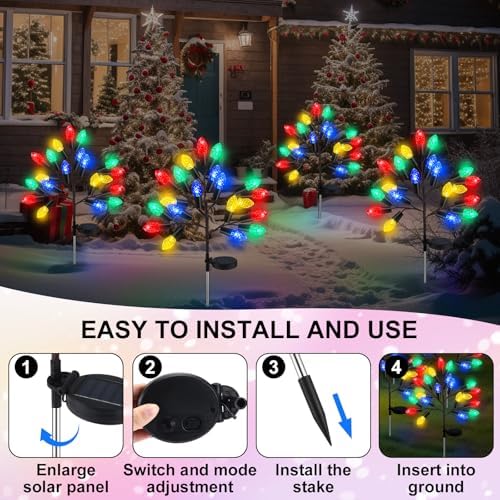 Glooglitter 4 Pcs Christmas Solar Pathway Lights Outdoor Decorations - Image 3