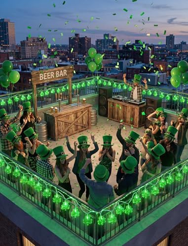 Shamrock String Lights, 8.5Ft St Patrick's Day Decorations String Lights with 10 Clover Lights, Connectable Shamrock Indoor Fairy Lights for St Patrick's Day Party Irish Holiday Garden Decor, White - Image 2