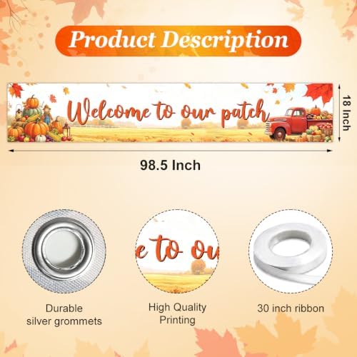 Welcome to Our Patch Fall Banner Pumpkin Patch Thanksgiving Yard Sign Decor - Image 3